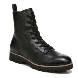 Vionic Lani Waterproof Combat Boots 7.5 Black Lug Sole Mid Shaft Grunge Comfort